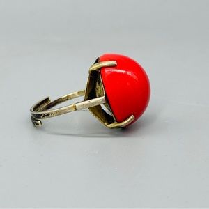 Vintage Sterling Coral Ring Super Mod